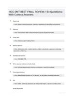 HCC EMT BEST FINAL REVIEW |154 Questions| With Correct Answers.