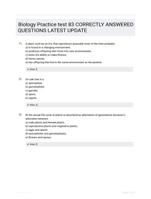 Biology Practice test 83 CORRECTLY ANSWERED QUESTIONS LATEST UPDATE