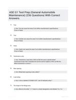 ASE G1 Test Prep (General Automobile Maintenance) |236 Questions| With Correct Answers.