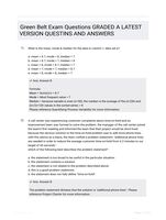Green Belt Exam Questions GRADED A LATEST  VERSION QUESTINS AND ANSWERS