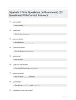 Spanish 1 Final Questions (with answers) |23 Questions| With Correct Answers.