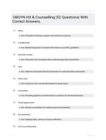 OBGYN HX & Counselling |52 Questions| With Correct Answers.