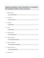 Spanish questions with translations: Complete |24 Questions| With Correct Answers.