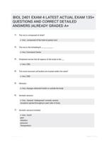 BIOL 2401 EXAM 4 LATEST  ACTUAL EXAM 135+ QUESTIONS AND CORRECT DETAILED ANSWERS  |ALREADY GRADED A+