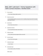 BIOL 2401 Lab Exam 1 Terms Questions with 100% Correct Answers | Verified 2024