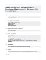 Drexel Midterm Nurs 534- Female Repro Function and Dysfunction |69 Questions| With Correct Answers.