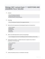 Biology 2401 Lecture Exam 1 1 QUESTIONS AND ANSWERS FULLY SOLVED
