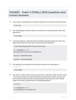 TAX4001 - Exam 3 (FINAL) 2024 Questions and Correct Answers