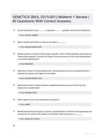 GENETICS (BIOL-3315-001) Midterm 1 Review |40 Questions| With Correct Answers.