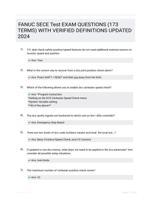 FANUC SECE Test EXAM QUESTIONS (173 TERMS) WITH VERIFIED DEFINITIONS UPDATED 2024