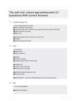 The well visit -school age/adolescents  |21 Questions| With Correct Answers.