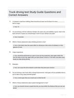 Truck driving test Study Guide Questions and Correct Answers
