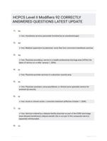 HCPCS Level II Modifiers 92 CORRECTLY ANSWERED QUESTIONS LATEST UPDATE