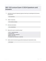 BIO 103 Lecture Exam 5 2024 Questions and Answers