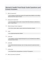 Womens health Final  Study Guide Questions and Correct Answers