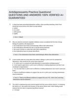 Antidepressants Practice Questions! QUESTIONS AND ANSWERS 100% VERIFIED A+ GUARANTEED