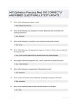 NIC Esthetics Practice Test 100 CORRECTLY ANSWERED QUESTIONS LATEST UPDATE