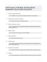 UPTP Exam 2 FOR REAL ESTATE  MCQS SUMMARY SOLICITORS  ACCOUNTS