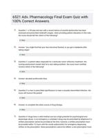 6521 Adv. Pharmacology Final Exam Quiz with 100% Correct Answers.