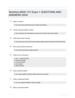 Nutrition BIOD 121 Exam 1 QUESTIONS AND ANSWERS 2024