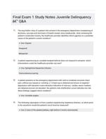 Final Exam 1 Study Notes Juvenile Delinquency - Q&A