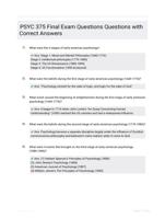 PSYC 375 Final Exam Questions Questions with Correct Answers