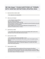 NR 546 Week 7 EXAM QUESTIONS (47 TERMS) WITH VERIFIED DEFINITIONS UPDATED 2024