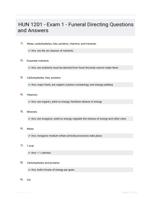 HUN 1201 - Exam 1 - Funeral Directing Questions and Answers