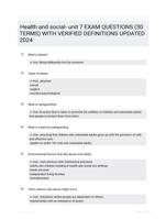 Health and social- unit 7 EXAM QUESTIONS (30 TERMS) WITH VERIFIED DEFINITIONS UPDATED 2024