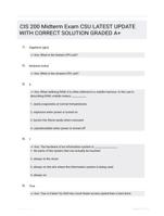 CIS 200 Midterm Exam CSU LATEST UPDATE WITH CORRECT SOLUTION GRADED A+