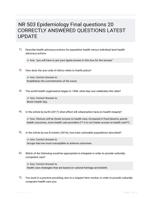 NR 503 Epidemiology Final questions 20 CORRECTLY ANSWERED QUESTIONS LATEST UPDATE