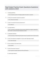 Real Estate Practice Exam Questions Questions with solutions 2024