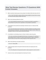 Wise Test Review Questions |75 Questions| With Correct Answers.