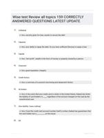 Wise test Review all topics 159 CORRECTLY ANSWERED QUESTIONS LATEST UPDATE