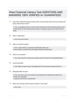Wise Financial Literacy Test QUESTIONS AND ANSWERS 100% VERIFIED A+ GUARANTEED