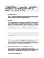 WGU D333 Ethics in Technology - WGU EXAM QUESTIONS (332 TERMS) WITH VERIFIED DEFINITIONS UPDATED 2024