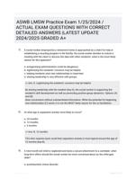 ASWB LMSW Practice Exam 1/25/2024 /ACTUAL EXAM QUESTIONS WITH CORRECT DETAILED ANSWERS |LATEST UPDATE 2024/2025 GRADED A+
