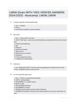 LMSW (Exam WITH 100%  VERIFIED ANSWERS  2024/2025) - Bootcamp!, LMSW, LMSW