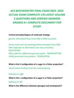 ACS BIOCHEMISTRY FINAL EXAM 2024 -2025  ACTUAL EXAM COMPLETE 170 LATEST VOLUME 2 QUESTIONS VERIFIED ANSWERS GRADED A+COMPLETE
