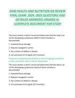 D440 HEALTH AND NUTRITION OA REVIEW  FINAL EXAM 2024 -2025 QUESTIONS AND  DETAILED ANSWERS GRADED A+