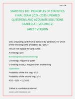 STATISTICS 101: PRINCIPLES OF STATISTICS  FINAL EXAM 2024 -2025 UPDATED  QUESTIONS AND ACCURATE SOLUTIONS  GRADED A+ V2