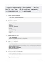 Cognitive Psychology (2601) exam 1 LATEST QUESTIONS AND 100 % VERIFIED ANSWERS ( +A GRADE) OVER 117 QUESTIONS