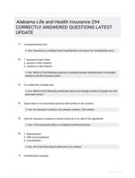 Alabama Life and Health Insurance 294 CORRECTLY ANSWERED QUESTIONS LATEST UPDATE