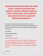 ADVANCED PATHOPHYSIOLOGY TEST BANK  EXAM 1 UPDATED QUESTIONS AND  CORRECT DETAILED ANSWERS GRADED A+  LATEST VERSION 2