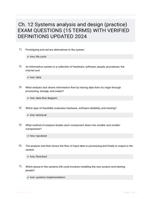 Ch. 12 Systems analysis and design (practice) EXAM QUESTIONS (15 TERMS) WITH VERIFIED DEFINITIONS UPDATED 2024