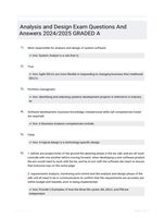 Analysis and Design Exam Questions And Answers 2024/2025 GRADED A