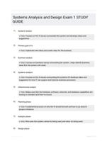 Systems Analysis and Design Exam 1 STUDY GUIDE