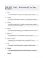 NSG 3280 - Exam 1 Questions with Complete Solutions