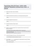 Psychology 295 UTK Exam 1 WITH 100% VERIFIED ANSWERS GUARANTEED PASS + A GRADE