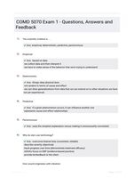 COMD 5070 Exam 1 - Questions, Answers and Feedback
